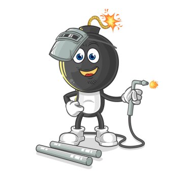 the bomb head welder mascot. cartoon vecto