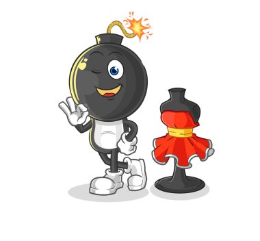 the bomb head fashion designer vector. cartoon characte