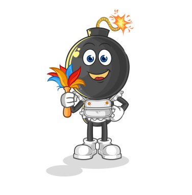 the bomb head maid mascot. cartoon vecto