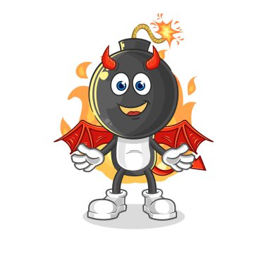 the bomb head demon with wings character. cartoon mascot vecto