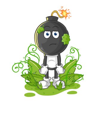 the bomb head waiting too long mascot. cartoon vecto