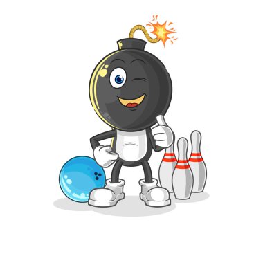 the bomb head play bowling illustration. character vecto
