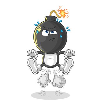 the bomb head fart jumping illustration. character vecto