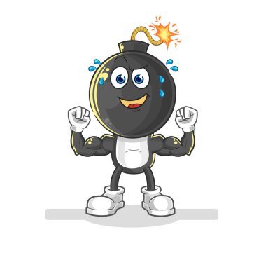 the bomb head muscular cartoon. cartoon mascot vecto