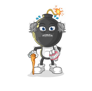 the bomb head white haired old man. character vecto