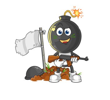 the bomb head army character. cartoon mascot vecto