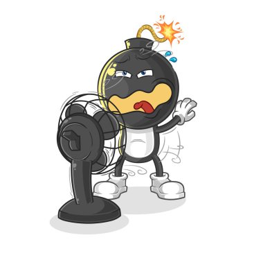the bomb head with the fan character. cartoon mascot vecto
