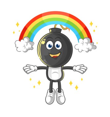 the bomb head with a rainbow. cartoon vecto