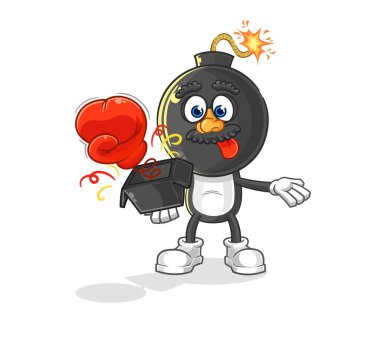 the bomb head prank glove in the box. cartoon masco