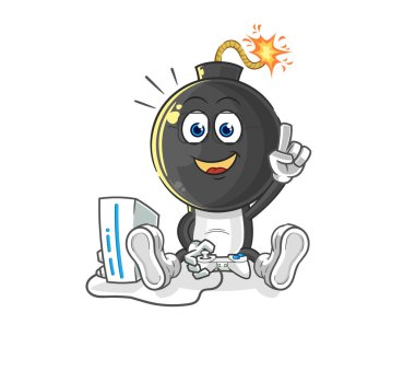 the bomb head playing video games. cartoon characte
