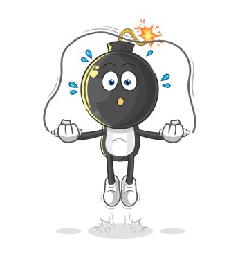 the bomb head jump rope exercise. character vecto
