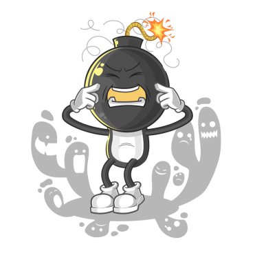 the depressed bomb head character. cartoon vecto