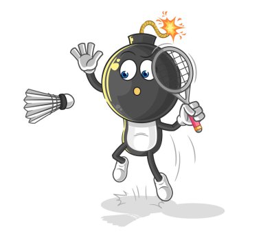 the bomb head smash at badminton cartoon. cartoon mascot vecto