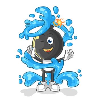 the bomb head fresh with water mascot. cartoon vecto