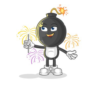 the bomb head with fireworks mascot. cartoon vecto