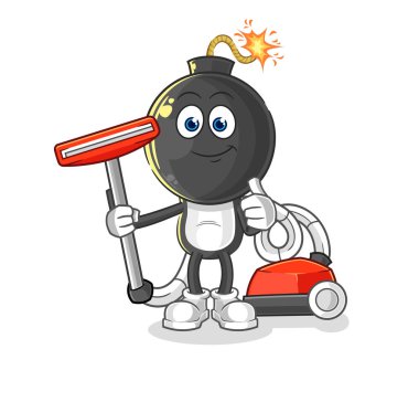 the bomb head clean with a vacuum . character vecto