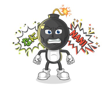 the bomb head anime angry vector. cartoon characte