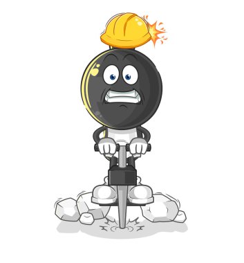 the bomb head drill the ground cartoon character vecto