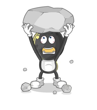 the bomb head lifting rock cartoon character vecto
