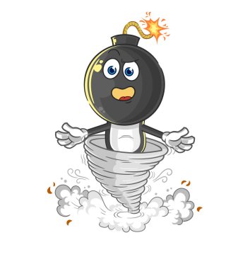 the bomb head in the tornado cartoon character vecto