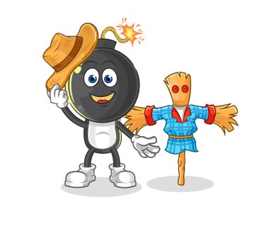 the bomb head with scarecrows cartoon character vecto