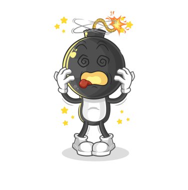 the bomb head dizzy head mascot. cartoon vecto