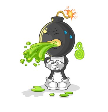 the bomb head throw up cartoon. cartoon mascot vecto