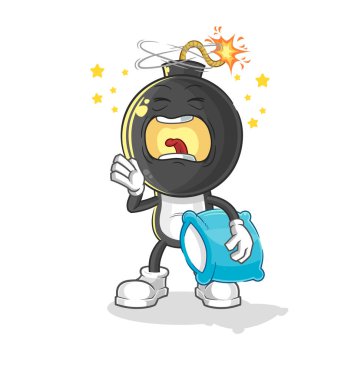 the bomb head yawn character. cartoon mascot vecto