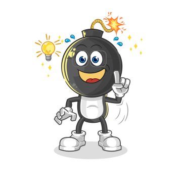 the bomb head got an idea cartoon. mascot vecto