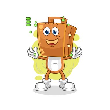 the suitcase head full battery character. cartoon mascot vecto
