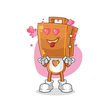 the suitcase head fallin love vector. cartoon characte