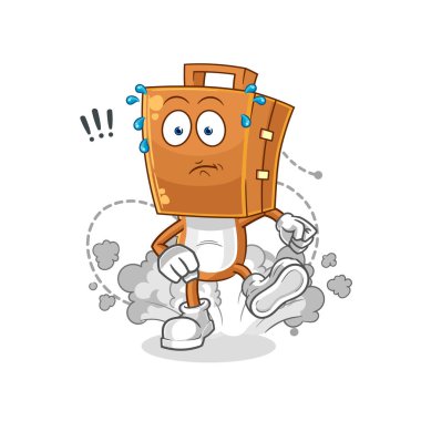 the suitcase head running illustration. character vecto