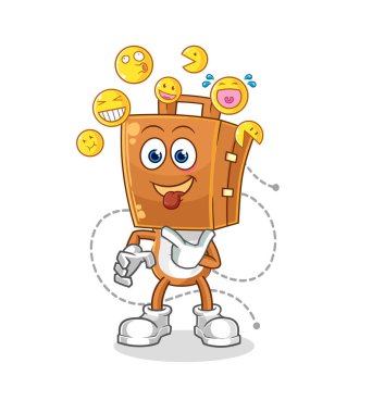 the suitcase head laugh and mock character. cartoon mascot vecto