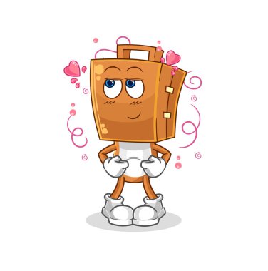 the suitcase head shy vector. cartoon characte