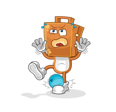 the suitcase head hiten by bowling cartoon. cartoon mascot vecto