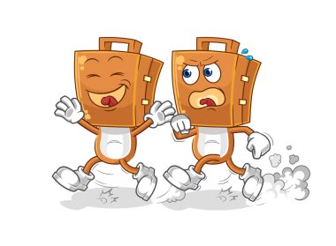 the suitcase head play chase cartoon. cartoon mascot vecto