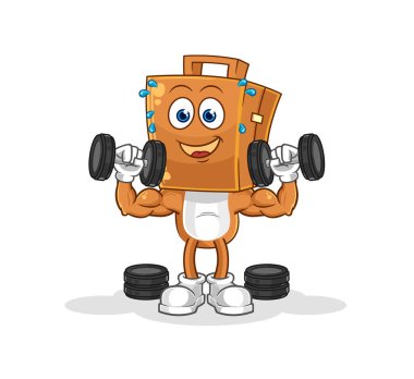 the suitcase head weight training illustration. character vecto