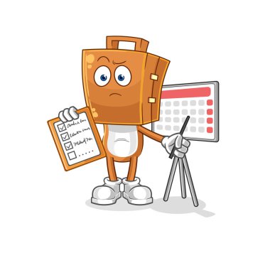 the suitcase head schedule list vector. cartoon characte