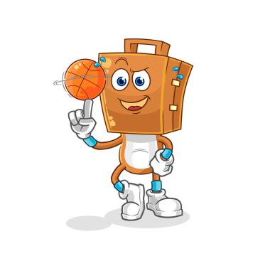 the suitcase head playing basket ball mascot. cartoon vecto