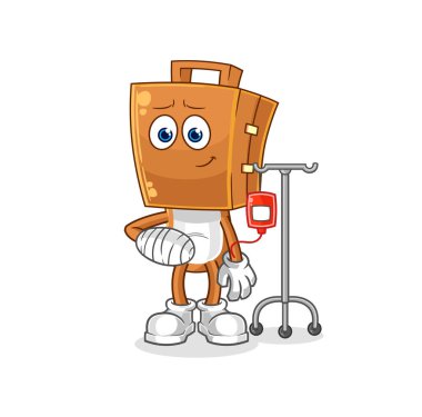 the suitcase head sick in IV illustration. character vecto