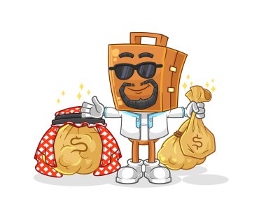 the suitcase head rich arabian mascot. cartoon vecto
