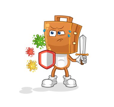 the suitcase head against viruses cartoon. cartoon mascot vecto