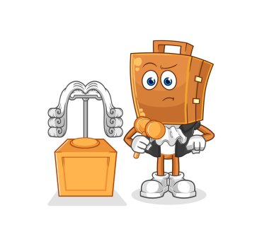 the suitcase head judge holds gavel. character vecto