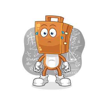 the suitcase head thinking hard vector. cartoon characte