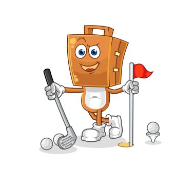 the suitcase head playing golf vector. cartoon characte