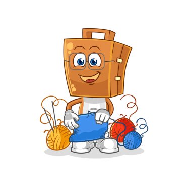 the suitcase head tailor mascot. cartoon vecto