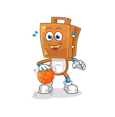 the suitcase head dribble basketball character. cartoon mascot vecto