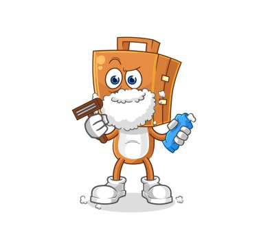 the suitcase head shave facial hair vector. cartoon characte