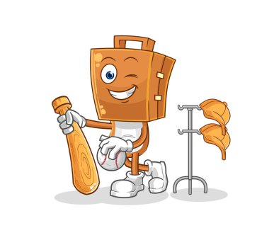 the suitcase head playing baseball mascot. cartoon vecto