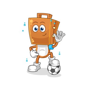 the suitcase head playing soccer illustration. character vecto